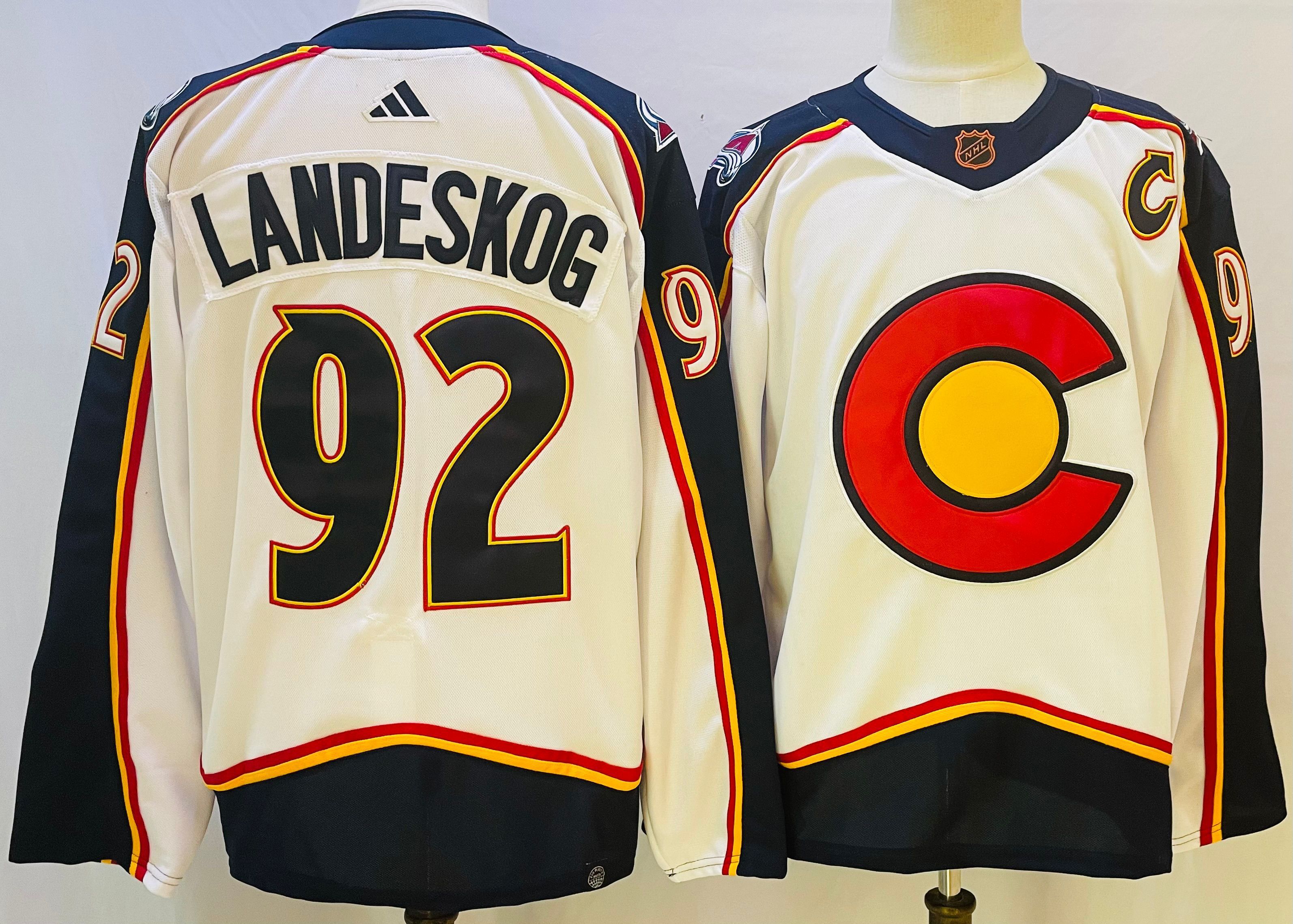 Men Colorado Avalanche #92 Landeskog Cream Throwback 2022 Adidas NHL Jersey->new york rangers->NHL Jersey